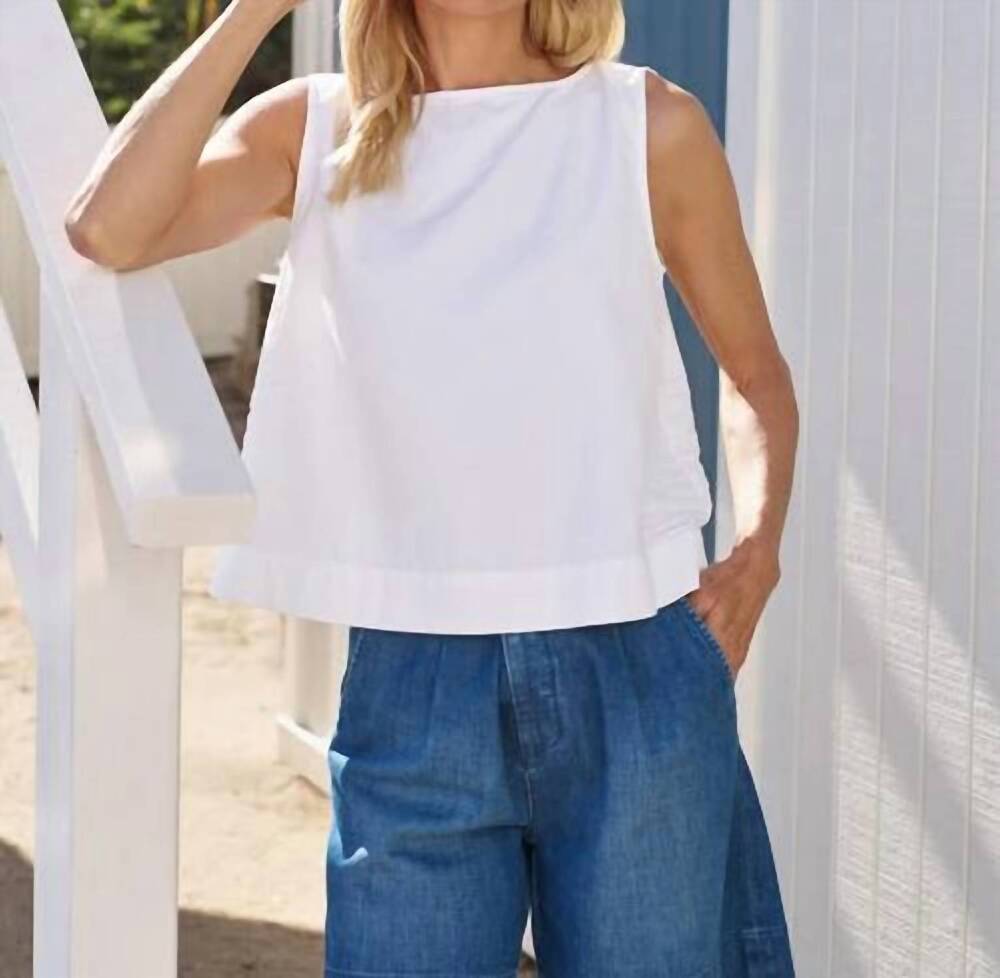 NEW FRANK & EILEEN tattered denim shell tank in white